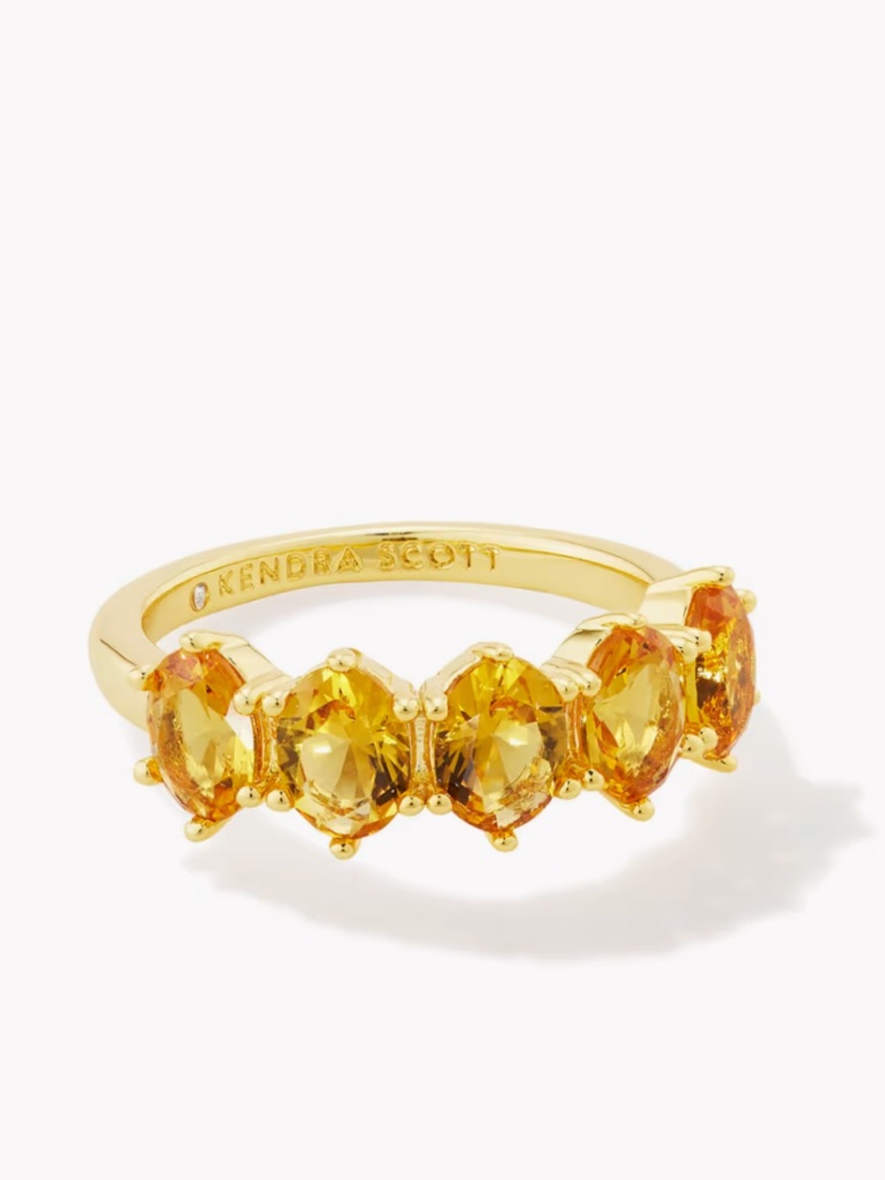 NWT Kendra Scott Cailin Gold Crystal Band Ring in Golden Yellow Crystal Size 4